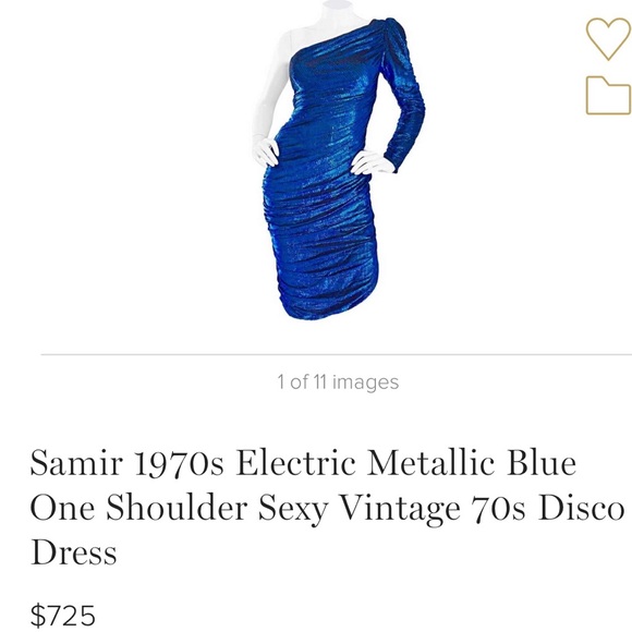 RARE 1970s SAMIR Electric blue metallic gown - Picture 7 of 8